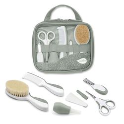 Nuvita 1146 | Ensemble Complet de Soins pour bébé | Trousse de Bain | Beauté pour bébé | Ciseaux à Ongles et Cheveux | Idéal pour la Maternelle et Les Voyages | sans BPA | Sage Green