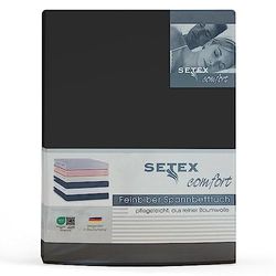 SETEX sábana Bajera de Lino Fino, 180 x 200 cm, 100% algodón, en Color Negro