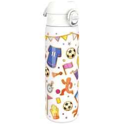 ION8 Vattenflaska Termos Stål, 500 ml/18 oz, Läcksäker, Lätt att Öppna, Säkert Lås, Diskmaskinssäker, Passar i Bilställ, Bärhandtag, Represistent, Drickflaska Metall, Relieftryck, Fotboll