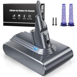 Replacement Battery for Dyson V7 - Keenstone 4600mAh Battery Compatible with Dyson V7 SV11 Animal Fluffy Trigger Motorhead and Total Series Vacuum Cleaner with 2 Filters