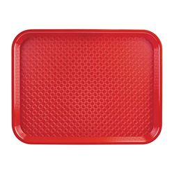 Olympia Kristallon Polypropylene Plastic Fast Food Tray - Medium - 415(W) x 305(D) mm / 16.25 x 12 inch, Red, Dishwasher Safe, Textured Slip-Resistant Surface, Stackable, P504