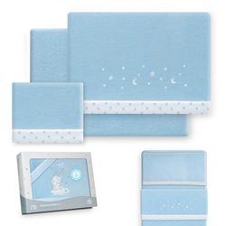Interbaby - Beddengoedset voor kinderbed, 50 x 80 cm, baby - winterbeddengoed van coralina-stof - model ster maan - bevat lakens + laken + kussensloop