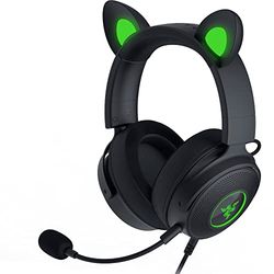 Razer Kraken Kitty Edition V2 Pro - Casque Gaming Filaire RGB avec Oreilles Interchangeables (Oreilles interchangeables, Eclairage Réactif au Streaming, Haut-parleurs Titanium de 50mm) Noir