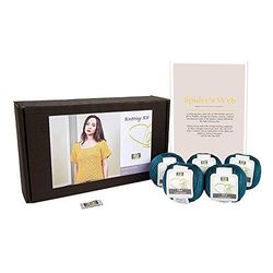 DesignEtte Spider's Web Kit de Tricot pour Femme 100% Coton égyptien avec Bols et Motif pour débutants 50 g ≈ 127 m/5 Plis, Vert pétrole, XL