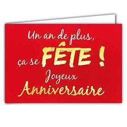 Afie 69-5109 Happy Birthday Card with Envelope 17 x 11.5 cm Gold Glossy Gold Words in Red Background