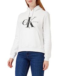 Calvin Klein Jeans Core MONOLOGO Hoodie J20J219141 Felpe con Cappuccio, Bianco (Bright White), S Donna