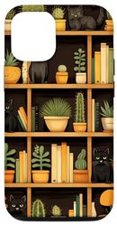 Coque pour iPhone 13 Bibliothèque de livres esthétiques vintage cactus botanique