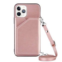 PekaTech Chaîne de téléphone Compatible avec iPhone - Cuir PU, étui de téléphone - étui de téléphone pour Smartphone Collier avec Sangle - Cordon avec étui de Couverture pour accrocher, Rose, iPhone