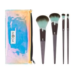 MODA Royal & Langnickel - Conjunto de 5 pincéis de maquilhagem de rosto completo com saco que inclui pó, complicação, liquidificador angular e pincéis detalhados, chocolate menta