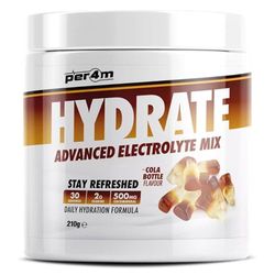Per4m Hydration Electrolyte Mix Botella de Cola 210g – Mezcla de electrolitos sabor botella de cola para hidratación y recuperación.