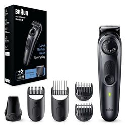 Braun Series 5 RASOIO ELETTRICO BARBA, Con lama barba Ultra Affilata, REGOLABARBA UOMO 40 Lunghezze, Accessori Per Lo Styling, Custodia, 100 Minuti Di Utilizzo Senza Fili, BT5450 Nero Elettrico