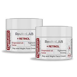 RevitaLAB Hyaluron Anti-Ageing Day and Night Cream, Enriched with Retinol, Caviar and Red Grape, for Ages 50 - 65, 50 ml (Multipack)