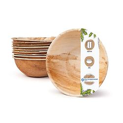 Greenbox Palmware – Stoviglie usa e getta in foglie di palma | 25 pezzi ciotola rotonda 425 ml Ø15 cm | Ciotola per insalata | Ciotola per zuppa e spuntino
