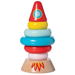Manhattan Toy Stacker Rocket - Juego de 7 Piezas de Juguete magnético apilable de Madera