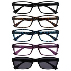 The Reading Glasses Company Black Brown Blue Purple Readers With Black Sun Reader Value 5 Pack Mens Womens UVSR5092 +3.00