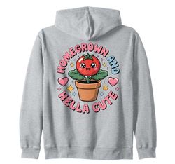 Pianta di pomodoro Kawaii coltivata in casa e Hella in vaso Felpa con Cappuccio