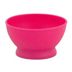 green sprouts Matningsskål tillverkad av silikon försiktigt övergångar baby till renad mat lätt att hålla, rosa