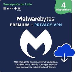 Malwarebytes | Windows/Mac/iOS/Android/Chrome | Premium + Privacy VPN | 4 Dispositivo | 12 Meses | Código de activación enviado por email