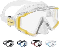 Cressi Liberty Triside Mask - Maschera Panoramica 3 Vetri per Immersioni, Apnea e Snorkeling, Trasparente/Giallo, Taglia Unica, Unisex Adulto