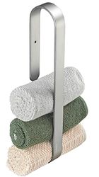 Cobbe - Portasciugamani salvaspazio in alluminio spazzolato, autoadesivo, senza forature, per asciugamani arrotolati, 40 cm