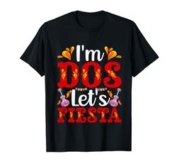 I'm Dos Let's Fiesta Sombrero 2 Anni 2 ° Compleanno Bambini Maglietta