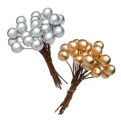 Baker Ross AR833 Gold & Silver Artificial Berries - Pack of 100, Perfect for Kids Christmas Crafts and ornaments, Ideal for School, Home Crafting, Craft Groups and Collages