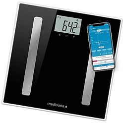 medisana BS A45 Connect, Digital Body Analysis Scale 180 kg / 396 lbs Personal Scale for Measuring Body Fat, Body Water, Muscle Mass and Bone Weight, Body Fat Scale with Body Analysis app, 99497