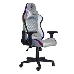 Noua Mao M9 RGB Gaming PC-stol för kontorsspel Dator Vridbar fåtölj med hjul, 4D-armar, Ryggstöd & Höjd Justerbar, Lundrygg och nackstöd, 130 kg lastkapacitet, Silver