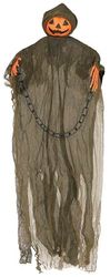 FIESTAS GUIRCA | Pumpkin Ghost Pendant (98 cm) - Halloween Decoration for Parties and Celebrations - Ideal for Spooky Environments and Scary Scenes with Ghosts - Grey