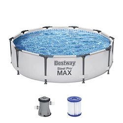 Bestway Steel Pro MAX Frame Zwembadset met filterpomp Ø 305 x 76 cm, lichtgrijs, rond