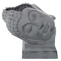 JARRÓN BUSTO BUDA CERÁMICA GRIS_32X25X27CM