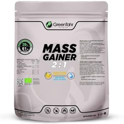 Green Tahr Mass Gainer Ecológico Sabor Banana 1.2 kg, Proteína Vegetal en Polvo 30%, Contiene Maltodextrina, Alta Contenido en Carbohidratos para Ganar Masa Muscular, Sin azúcar, Sin gluten