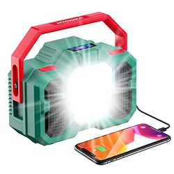 HYCHIKA 4 en 1 multifunción LED Recargable luz 15 W, 8000 mAh, Radio FM, Altavoz Bluetooth, Alarma SOS para Exteriores, Camping, Senderismo