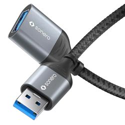 Sonero® USB-A naar USB-A datakabel, verlengkabel, USB kabel type A, USB 3.0, 5 GB/s, ruimtegrijs/zwart, 3,00 m