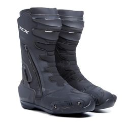 TCX S-TR1 Waterproof, Bota de Moto para Hombre, Deportiva, certificada e Impermeable, con integración T-Dry, Parte Superior de Microfibra, Cierre de Cremallera y Velcro, Negro, 47 EU