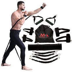 Boksbanden, boksweerstandsbanden, full body weerstandsband, MMA-trainingsapparatuur, boksapparatuur, ponsbanden, 150 lb-banden voor thuisfitness, training, weerstandsbanden voor ponsen (zwart)