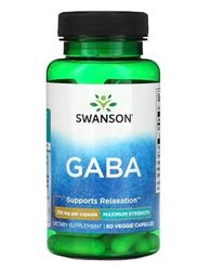 Swanson GABA 750mg Puissance Maximale - 60 Vcaps | Complément Naturel pour Réduction de l'Anxiété et Amélioration du Sommeil