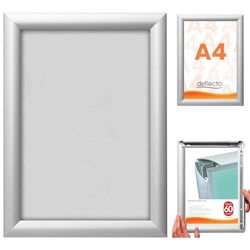 Deflecto A4 Snap Frame Silver - Aluminium Clip Frame for Certificate, Wall Display & Photo Hanger - Poster Holder with Convenient Front Opening Clips