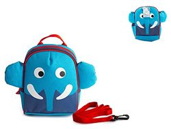 LULABI - Sac à dos pour bébé à bretelles réglables, motif éléphant, sac à dos pour animaux, pour enfants, idéal pour la maternelle, l'école et les voyages. Dimensions 21 x 11 x 26 cm - Bleu