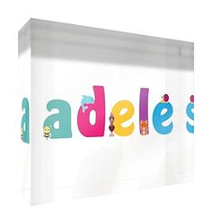 Little Helper Souvenir Décoratif en Acrylique Transparent Poli comme Diamant Style Illustratif Coloré avec le Nom de Jeune Fille Adele 10,5 x 15 x 2 cm Grand