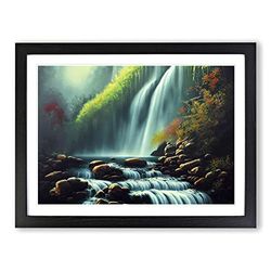 Fearless Waterfall H1022 Framed Print for Living Room Bedroom Home Office Décor, Wall Art Picture Ready to Hang, Black A2 Frame (64 x 46 cm)