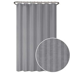 Zenna Home Ultimate Striped Waterproof Fabric Liner shower curtain, 70" x 72", Grey