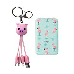 WONDEE Universele oplader 3-in-1 varken + powerbank Wireless 5.000 mAh Flamingo's