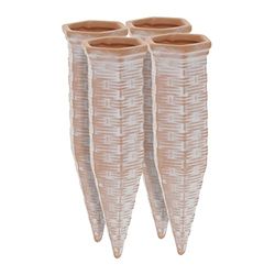 Relaxdays Set da 4 Coni, Irrigazione a Goccia, Piante, Fiori, Innaffiatori per Bottiglie da 1,5L, in-Outdoor, Terracotta, Ceramica