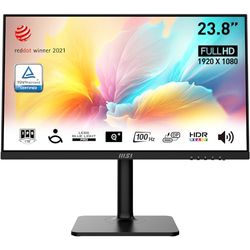 MSI Modern MD2412P monitor da 23.8" - Pannello IPS da 1920 x 1080, 100 Hz, Schermo eye-friendly, HDR Ready, Altoparlanti Integrati, Supporto Regolabile a 4 Vie - HDMI 1.4b, USB Tipo-C