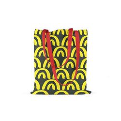 Bonamaison, 100% Algodón Bolso De Mano Impreso, Bolso de la Compra Reutilizable, Bolso De Compras, Ecológico, Plegable, Bolso de Tela de Lona con Asas Rojas, 34X40 Cm - Fabricado en Turquía
