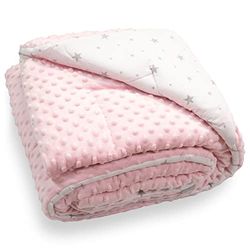 Sevira Kids - Couverture Plaid - Bébé et Enfant - Minky - Ultra Douce - Fabriqué en Europe - Entretien Facile - Cadeau Naissance Naissance - Rose/Imprimé