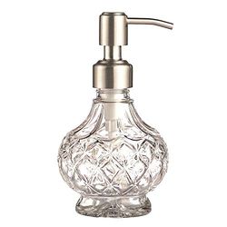 YunNasi Distributeur de Savon avec Pompe en Acier Inoxydable, Design en Cristal Transparent, Vintage et élégant, Rechargeable, Distributeur de Savon Liquide pour comptoir de Salle de Bain, évier de