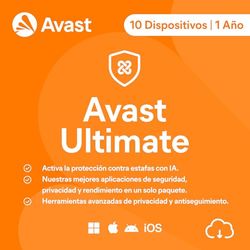 Avast Ultimate 2025 | Antivirus 10 Dispositivos | 1 Año | Descarga digital