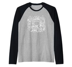 PC Gaming Gráficos Profesional Gamer Juegos Camiseta Manga Raglan